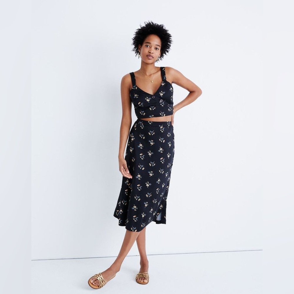 Madewell Two Piece Marseille Daisies Skirt Crop Top Satin Set *new with tags*